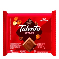 Talento Chocolate Ao Leite Com Avelas 25grama