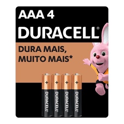 Pilha Alcalina Aaa Mn 2400b4 Duracell 4 Unidades 1,5v