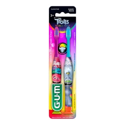 Escova De Dente Infantil G.u.m. Trolls Macia Com 2 Unidades