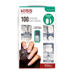 Unhas Postiças Kiss Ny - 100 Unhas Naturais Quadrado Curto