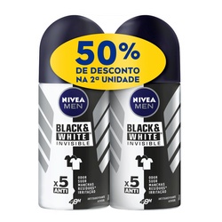 Desodorante Nivea Rol Men Invisible Black W Power 50ml - 2 Unidades