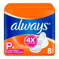 Absorvente Always Super ProteÇÃo Cobertura Suave Com Abas 8 Unidades