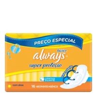 Absorvente Always Super ProteÇÃo Cobertura Suave Com Abas 16 Unidades