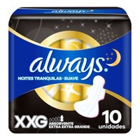 Absorvente Always Noites Tranquilas Cobertura Seca Com Abas Com 10 Unidades