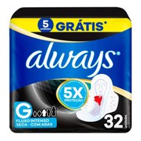 Absorvente Always Noites Tranquilas Cobertura Seca Com Abas Com 32 Unidades