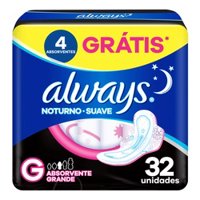 Absorvente Always Noites Tranquilas Cobertura Suave Com Abas Com 32 Unidades