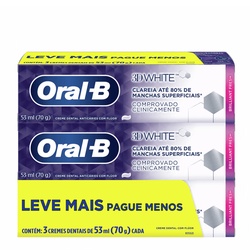 Creme Dental Oral-b 70g 3d White Brilliant Fresh Com 3 Unidades