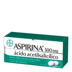 Aspirina Ácido AcetilsalicÍlico 500mg 20 Comprimidos