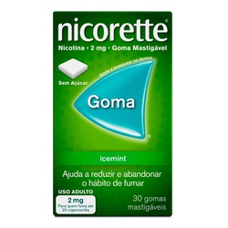 Nicorette Icemint 2mg Sem AÇÚcar Com 30 Gomas MastigÁveis