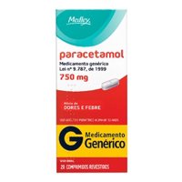 Paracetamol 750mg 20 Comprimidos