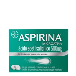Aspirina Microativa 500mg 20 Comprimidos LiberaÇÃo Prolongada