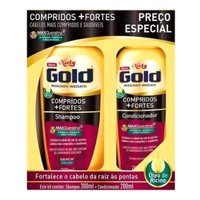 Kit Niely Gold Compridos + Fortes Shampoo Com 300ml + Condicionador Com 200ml