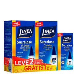 Kit AdoÇante LÍquido Linea Sucralose Com 2 Unidades De 75ml Cada + 25ml GrÁtis