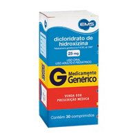 Cloridrato De Hidroxizina 25mg Com 30 Comprimidos Ems