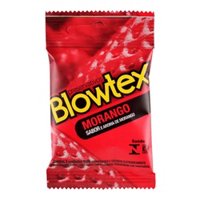 Preservativo Lubrificado Morango Blowtex Pacote 3 Unidades