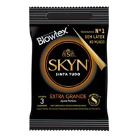 Preservativo Lubrificado Skin Extra Grande Blowtex Pacote 3 Unidades