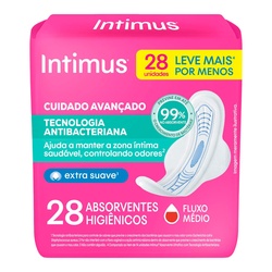 Absorvente Intimus Antibacteriana Ultra Fino Com Abas Com 28 Unidades