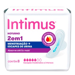Absorvente Intimus 2 Em 1 Noturno Para Menstruação E Escapes De Urina 8 Unidades