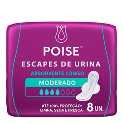 Absorvente Para Escape De Urina Poise Longo Absorção Moderada 8 Unidades