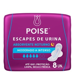 Absorvente Para Escape De Urina Poise Noturno Absorção Moderada A Intensa 8 Unidades