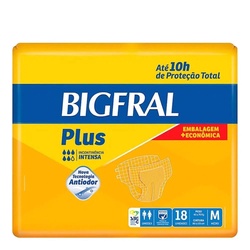 Fralda Descartável Geriátrica Bigfral Derma Plus M 18 Unidades