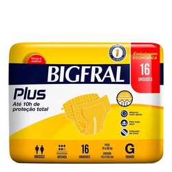 Fralda Descartável Geriátrica Bigfral Derma Plus G 16 Unidades