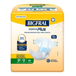Fralda Descartável Geriátrica Bigfral Derma Plus P 9 Unidades