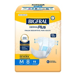 Fralda Descartável Bigfral Derma Plus Plus Médio 8 Unidades