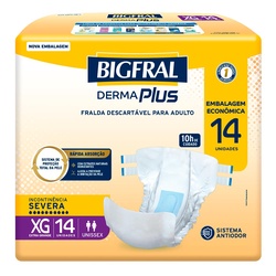 Fralda Descartável Geriátrica Bigfral Derma Plus Xg 14 Unidades