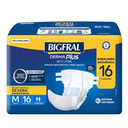 Fralda Descartável Geriátrica Bigfral Derma Plus Noturna  M Com 16 Unidades
