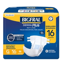 Fralda Descartável Geriátrica Bigfral Derma Plus Noturna  G Com 16 Unidades