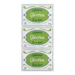 Kit Sabonete Glicerina Erva Doce 90g Augusto Caldas Com 3 Unidades