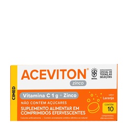 Aceviton Zinco Sabor Laranja Com 10 Comprimidos Efervescentes