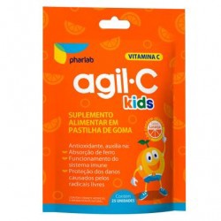 Agil C Kids Sabor Laranja Com 25 Pastilhas De Goma Pharlab