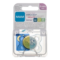 Chupeta Mam Original Night Cor Azul Tamanho 1 - Rn A 6 Meses Com 1 Unidade
