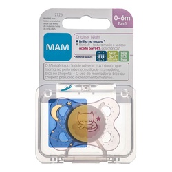 Chupeta Mam Original Night Cor Rosa Tamanho 1 - Rn A 6 Meses Com 1 Unidade