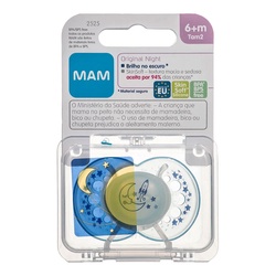 Chupeta Mam Night Cor Azul Tamanho 2 - Maiores De 6 Meses Com 1 Unidade