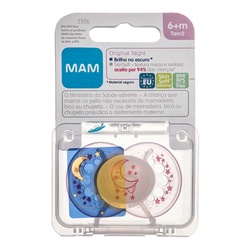 Chupeta Mam Night Cor Rosa Tamanho 2 - Maiores De 6 Meses Com 1 Unidade